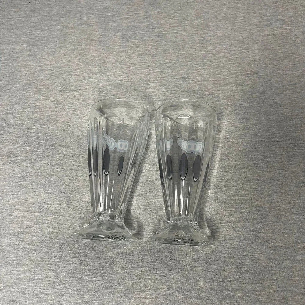 Oreo Milkshake Fluted 7” Glass Cups 2 PCS. Set